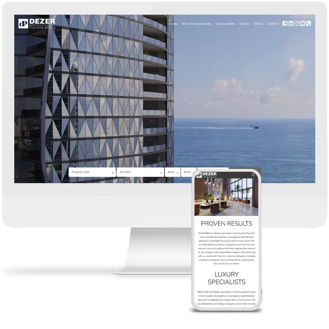 Dezer Platinum Realty real estate website, Enterprise tier example by RESI Online